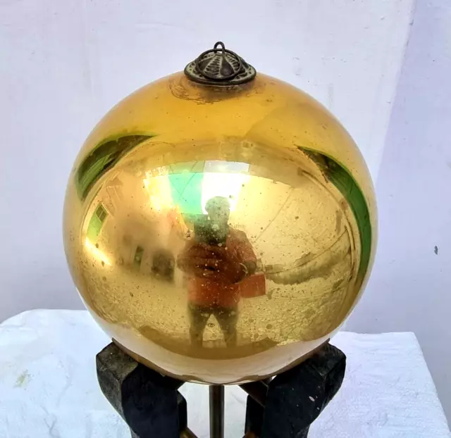 Original deutsche Vintage alte antike goldene runde Glaskugel...