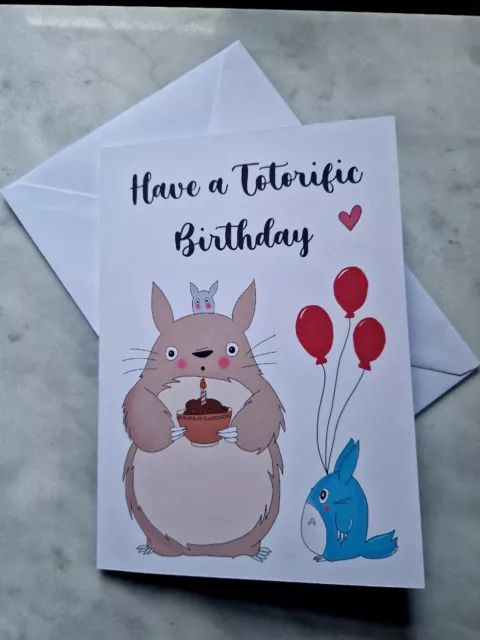 My Neighbor Totoro birthday card. 5x7 inches. Plus envelope.