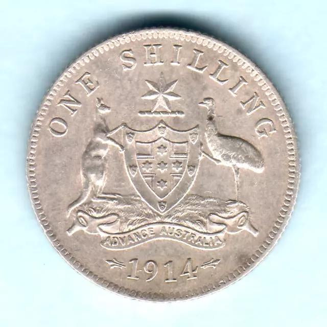 Australia.  1914 Shilling..  Full Centre Diamond..  gVF - Much Lustre