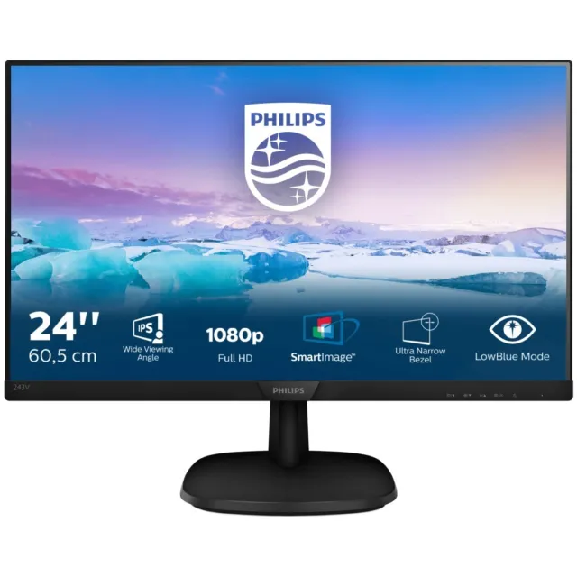 Philips V-Line Bildschirm Monitor 24 Zoll HDMI VGA DVI VESA FullHD 75 Hz 5ms IPS