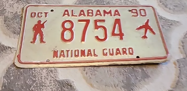 1990 Alabama National Guard License Plate Tag 8754