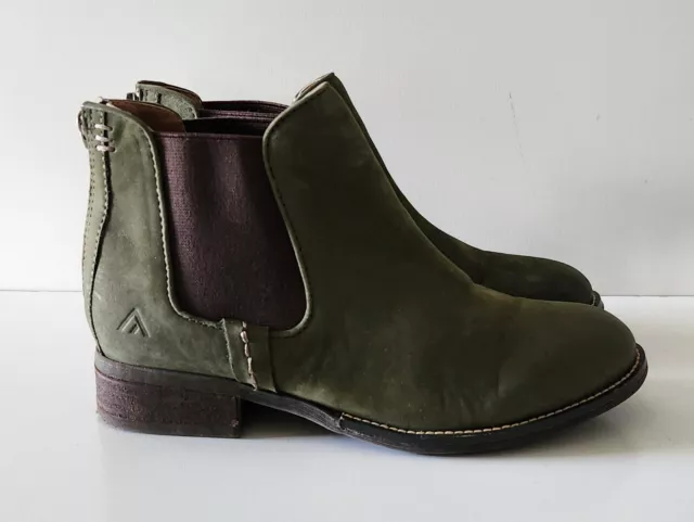 COLOROADO Size 37 Olive Green Chelsea Leather Ankle Boots