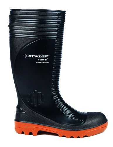 (Black, Male, 6) - Dunlop Acifort A252931 Ribbed Full Safety Wellington