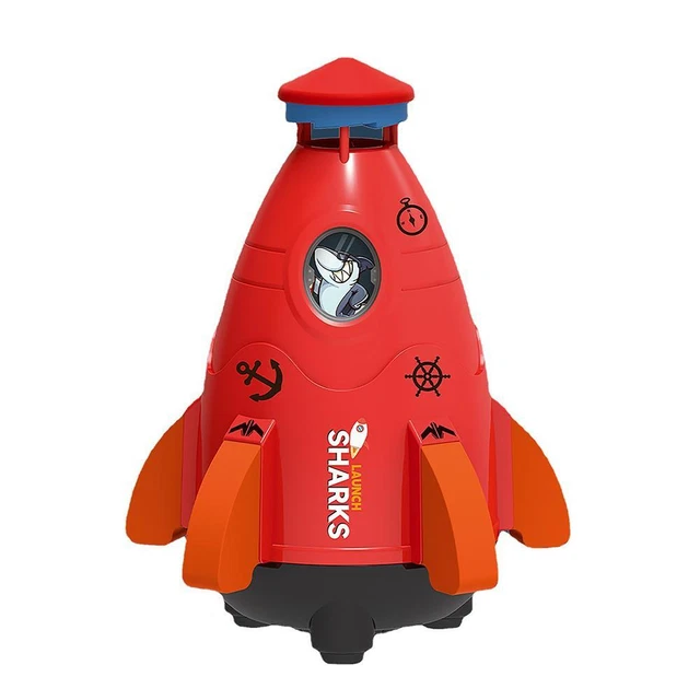 Space Rocket Sprinklers Rotating Water Powered Launcher Summer Fun Toys (Red)
