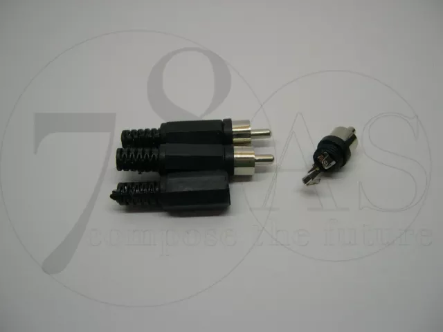 3 x SPINA MASCHIO RCA VOLANTE DRITTA NERA - SPINOTTO CONNETTORE AUDIO