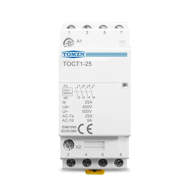 Contacteur Domestique 4 Pôles 40A 2NO2NC - 24V/230V, Silencieux Et Sécurisé, Idéal Pour Automatismes Maison