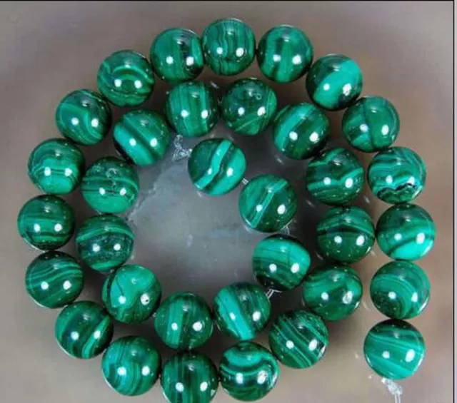 10mm Green Malachite Round Gemstone Loose Beads 15"AA