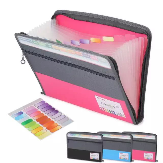 Waterproof 13 Pockets Expanding File Folder Organizer for Letter Paper Document