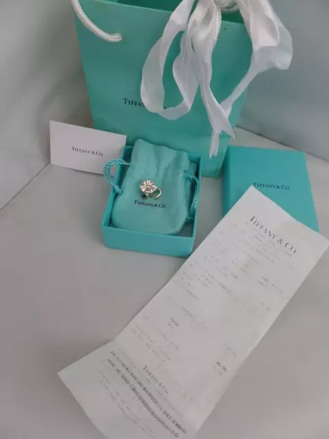 Tiffany & Co.  Silver Gift / Present Box Charm Pendant, Receipt, Box Pouch & Bag