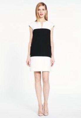 Kate Spade Hana Black White Shift Shirt Dress Womens Size 10 Color Block Pockets