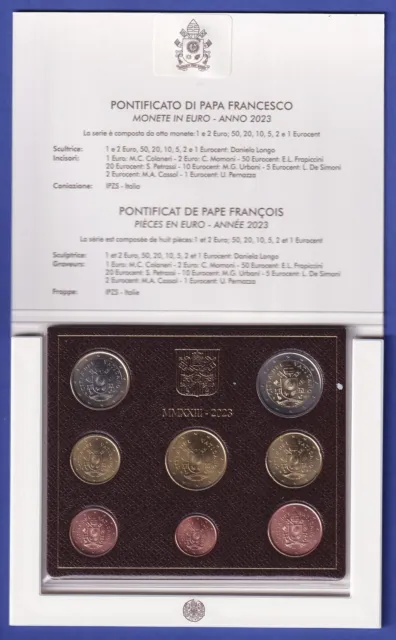 Set monete euro vaticano 2023 papa Francesco 8 monete in cartella