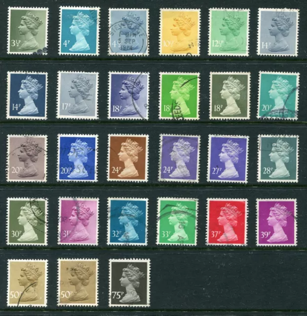 GB Machins - X Series - 27 different standard perforation stamps Used =EF123