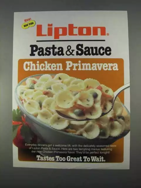 1996 Lipton Pasta & Sauce Chicken Primavera Ad