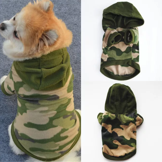 Pet Vêtements Chien Chat Capuche Hiver Chaud Pull Chiot Manteau Camouflage 》