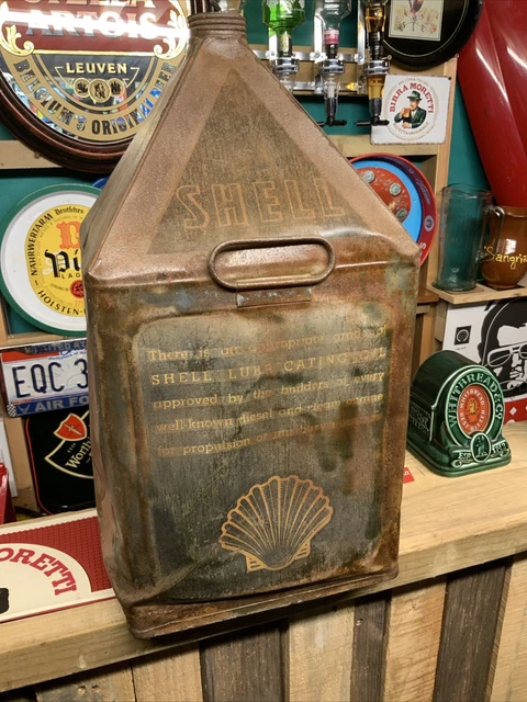 VINTAGE SHELL OIL 5 gallon Marine Lubricant Diesel Petrol Pyramid can ...