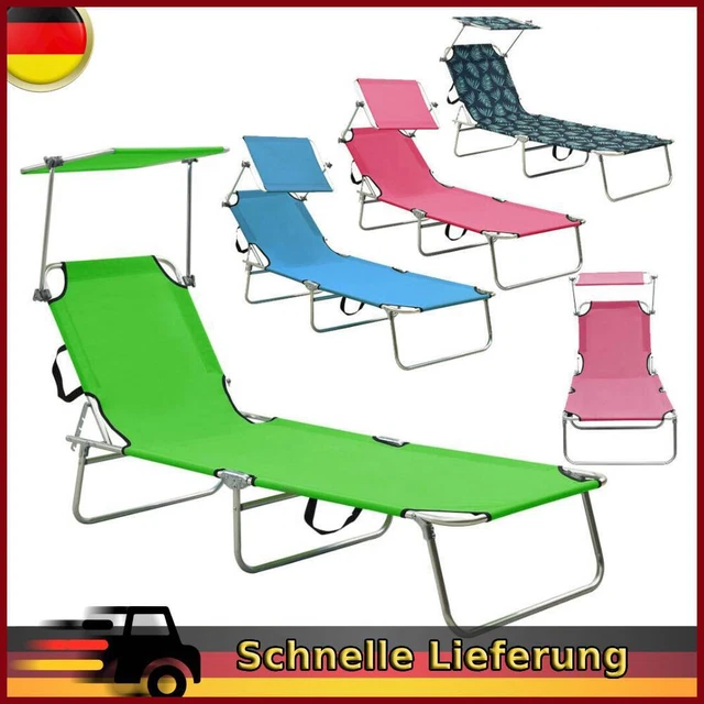 ALU SONNENLIEGE KLAPPBAR Dach Gartenliege Strandliege Campingliege