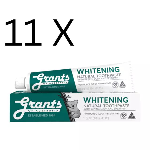 11 Tubes Grants Whitening Toothpaste with Baking Soda & Spearmint 110g