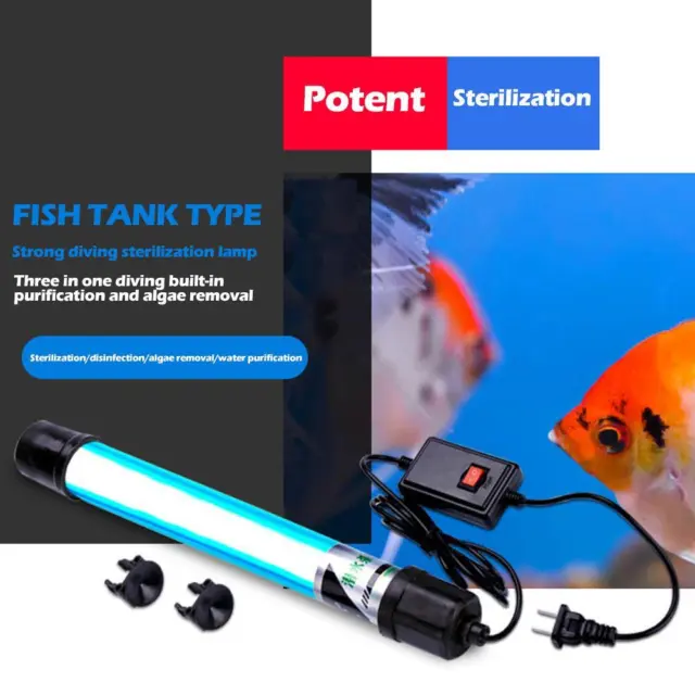 Lámpara de esterilización sumergible tanque de peces lámpara germicida UV esterilizar acuario.
