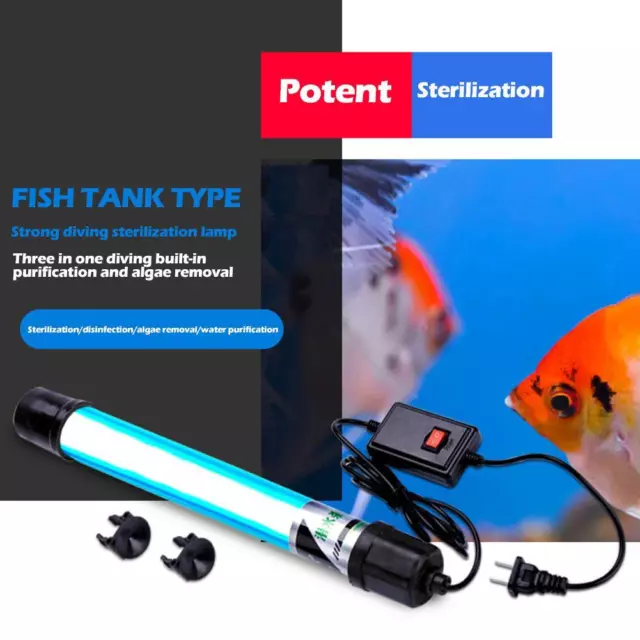 Lampada Sterilizzazione Sommergibile Pesce Serbatoio UV Lampada Germicida Acquario Sterilizzare[