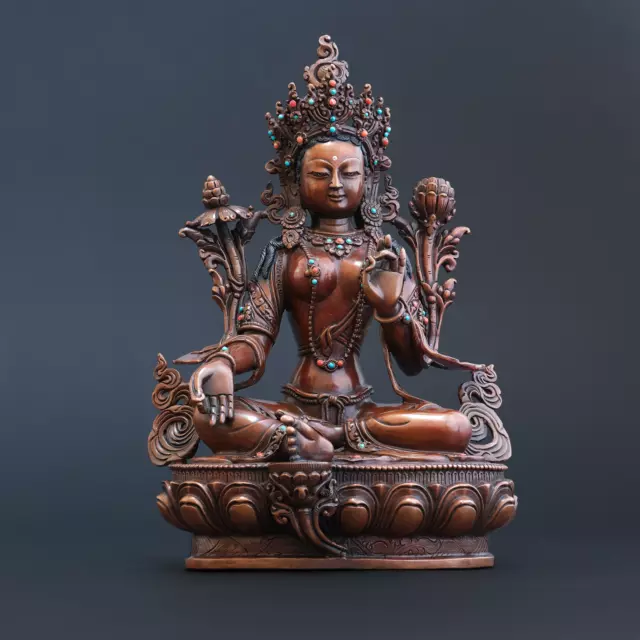 Tara Grüne Buddha Statue Buddhafigur Avalokiteshvara 24 cm "feine Qualität"