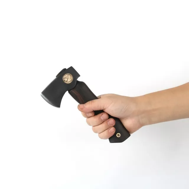 Mini Indios Estilo Tomahawk Exterior EDC Hacha Herramienta de Mano Manija de Ébano Acero 440C
