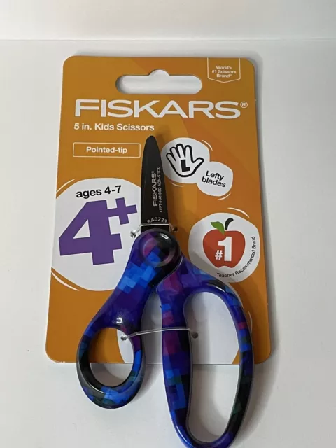 FISKARS 5 inch Kids Scissors Lefty Blades ages 4-7 Pointed tip Words #1  Scissor