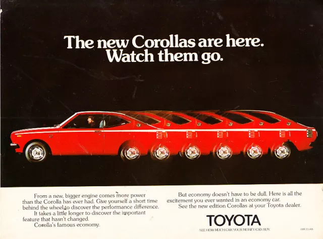 Toyota Corolla Coupe 1979 Original Colour Advertisement   Laminated