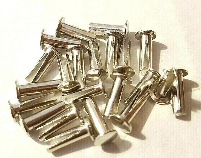 Rivetto biforcato 10 mm n. 11 gamba divisa nichel fissaggio artigianato in pelle SPEDIZIONE GRATUITA