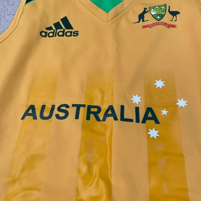 Cricket Australia Guernsey Mens Medium M Gold Adidas Singlet Tank Signed 3