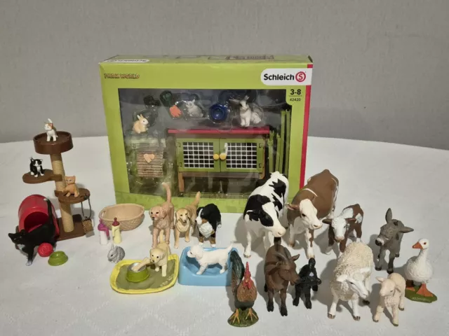 Schleich Sammlung  Farmtiere Haustiere - Katze, Hund, Kuh, Schaf, Ziege,...