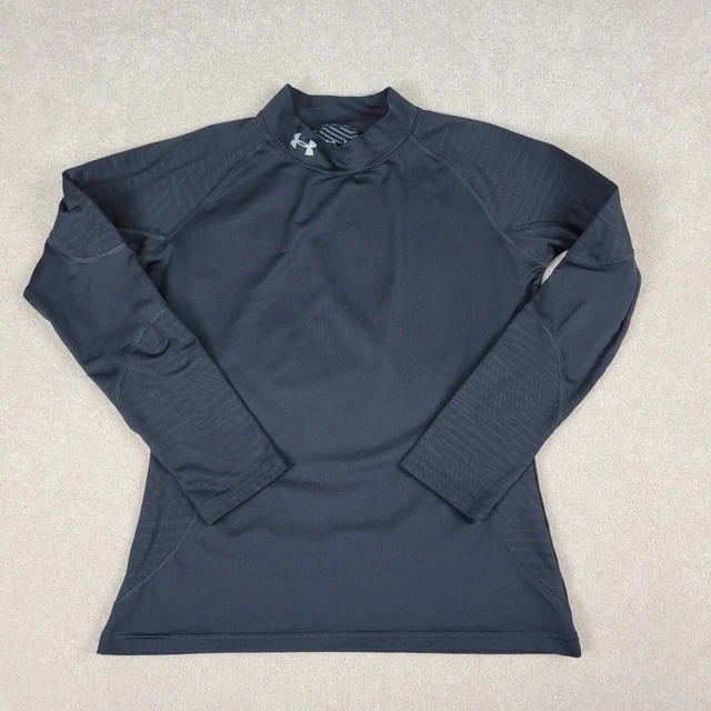 Under Armour Shirt Boys Extra Large Black ColdGear Spellout Logo Sports Youth