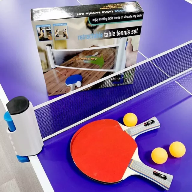 Portable Retractable Net Table Tennis Paddle Bats 6 Balls Instant Ping Pong Set