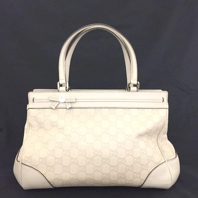 GUCCI Ssima Princy GG Logo Cream Leather Tote Hand Bag /2P7110 GUCCI Ssima Princy GG Logo Cream Leather Tote Hand Bag /2P7110