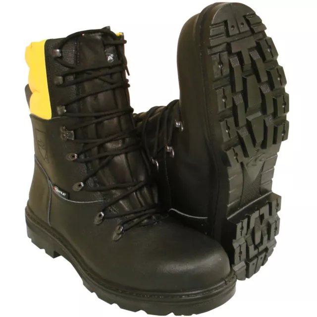 Chainsaw Forestry Boots Black And Yellow Aborist COFRA Class 1 Size 10.5 Euro 45