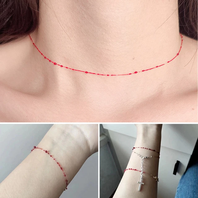 Gothic Red Blood Drops Bracelet Pendant Necklace Single Double Layer Necklace