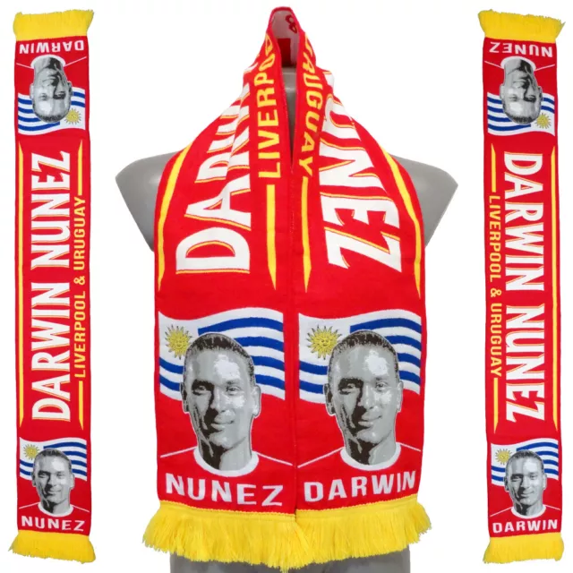 Darwin Nunez Liverpool & Uruguay Red Woven Scarf Fantastic Gift Idea