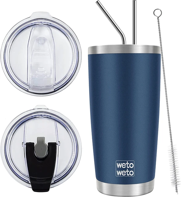 20Oz Tumbler with 2 Lids and 2 Straws, Stainless Steel Vacuum Insulated Water Co