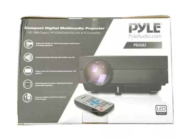 Pyle Home Projector PRJG82 1080p HD Compact Digital Multimedia Projector NIB