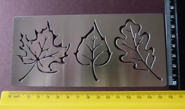 Stainless/Steel/stencil/Oblong/Three Leaves/Leaf /Oak/Beech/Emboss/METAL