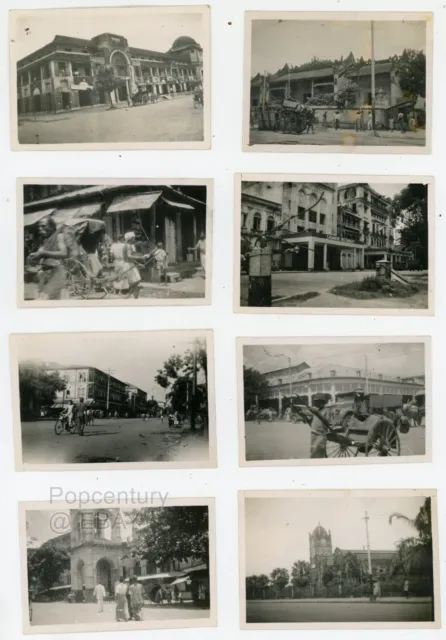 Vintage WW2 1945 Photograph Burma Myanmar Rangoon Scenes Lot of 8 Sharp Photo