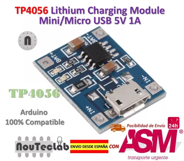 TP4056 1A 5V Lithium Battery Charging Module Mini/Micro USB Interface