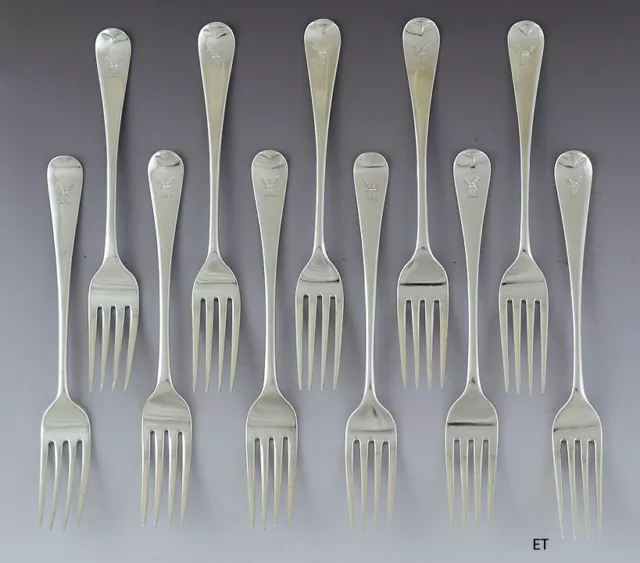 1805-1833 Great set 11 English Georgian Sterling Silver Forks