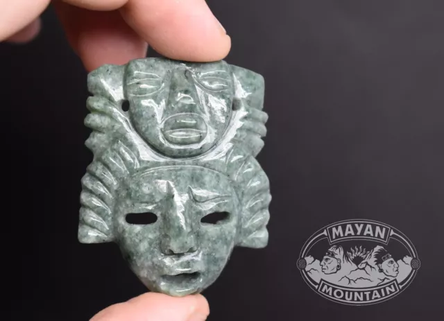 Large Mayan Face Pendant Guatemalan Maya Jadeite Jade Guatemala