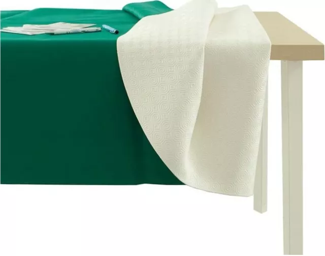 Tovaglia Bianco Verde Mollettone Tavolo Rettangolare h 140 cm, Copritavolo Gomma 2