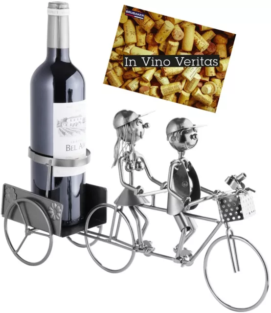 BRUBAKER Porte-bouteille de vin en métal Couple à vélo en tandem +  Carte-cadeau