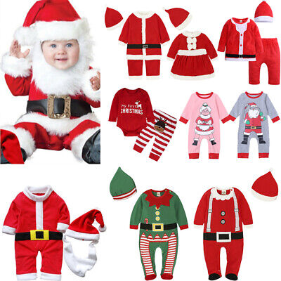 Kleinkind Baby Kinder Mädchen Jungen Weihnachten Weihnachtsmann Party Kostüm Neu