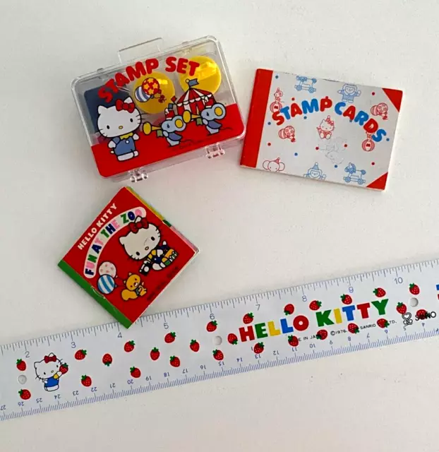 Hello Kitty Stamp Set And Book, Stickers, Ruler 1976 Vintage Japan