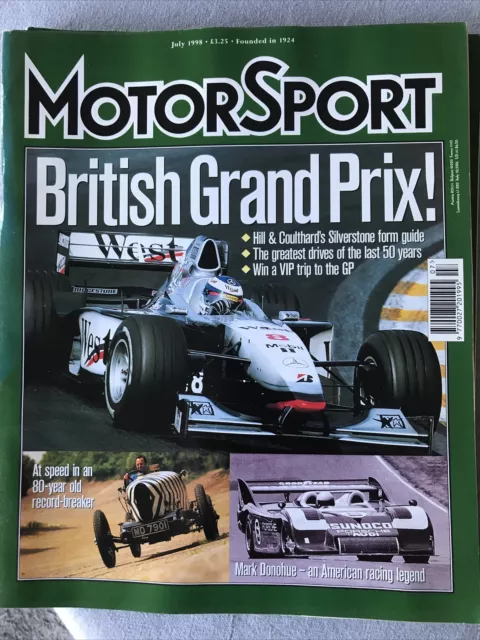 Motor Sport Magazine July 1998 Mark Donahue 50 Years British F1 GP Track Reims