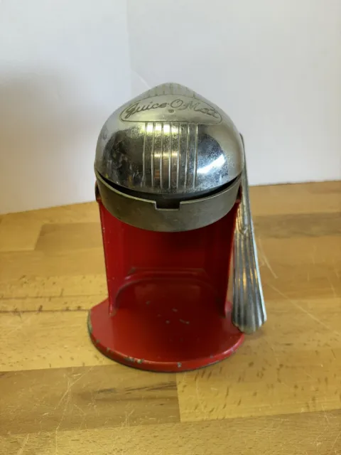 Vintage Streamline Art Deco Reamer Juicer Rival Juice-O-Mat Red & Chrome USA