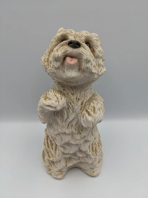 SANDICAST LARGE WHITE 157 MALTESE Dog sculpture by SANDRA
